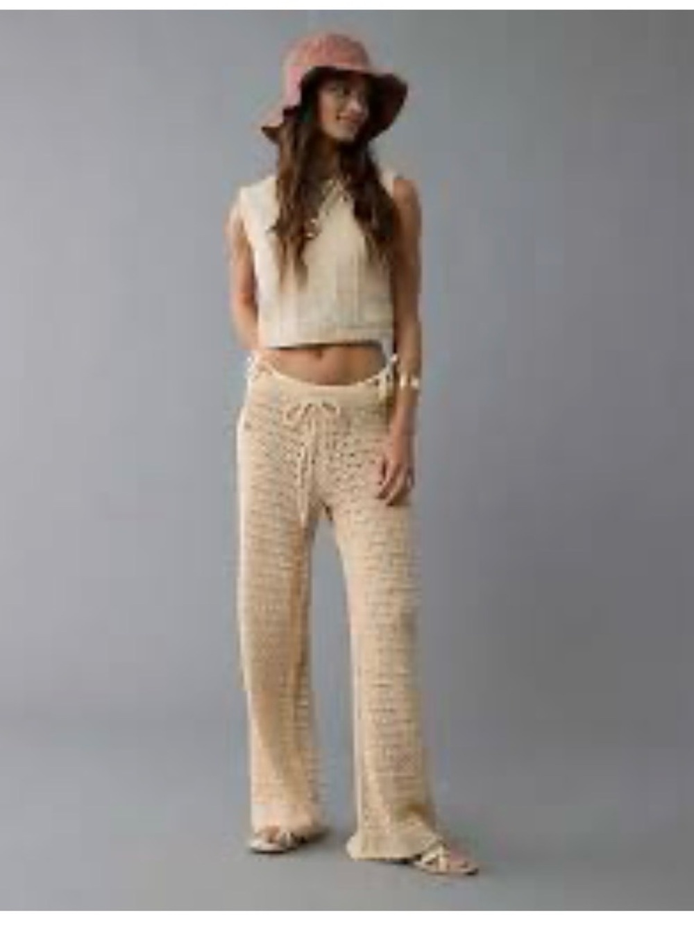 American Eagle Boho Crochet Tan Pants NWOT Women’s Size XS Beach
